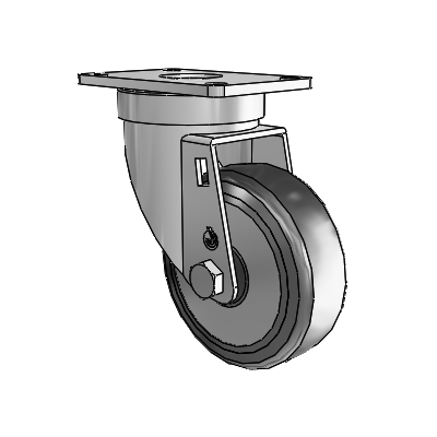 30 Series Top Plate Zinc Swivel Caster with 4 x 1.25 Hard Rubber (+ Side Plates) Wheel