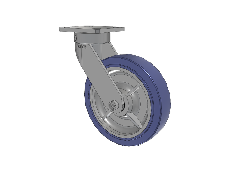 110 Series Kingpinless Top Plate Swivel Caster with 8 x 2 Blue HF - HydroTech (Flat) Wheel
