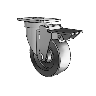 30 Series Top Plate Zinc Swivel Caster with 4 x 1.5 Hi-Temp Resin Wheel and PosiLoc Brake
