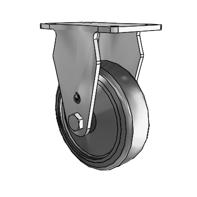 30 Series Top Plate Zinc Rigid Caster with 4 x 1.25 Hard Rubber Wheel