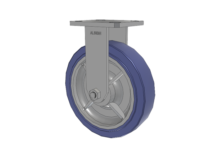 110 Series Kingpinless Top Plate Rigid Caster with 8 x 2 Blue HF - HydroTech (Flat) Wheel