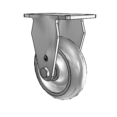 30 Series Top Plate Zinc Rigid Caster with 4 x 1.25 PolyLock (Grey) Wheel