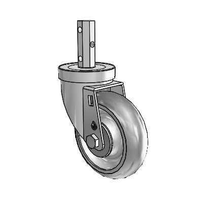 30 Series Octagon Stem Zinc Swivel Caster with 4 x 1.25 PolyLock (Grey) Wheel