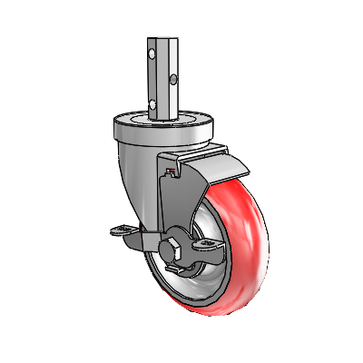 30 Series Octagon Stem Zinc Swivel Caster with 4 x 1.25 Advantage Heat (Round) Wheel and VertiLoc Brake