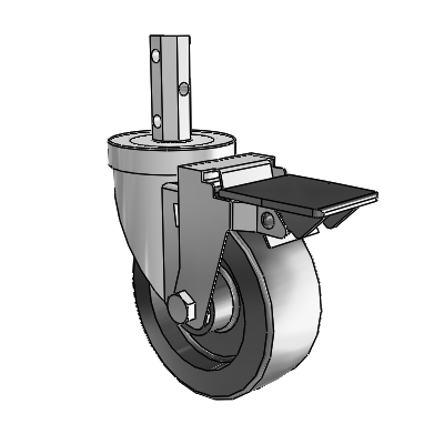 30 Series Octagon Stem Zinc Swivel Caster with 4 x 1.5 Hi-Temp Resin Wheel and PosiLoc Brake