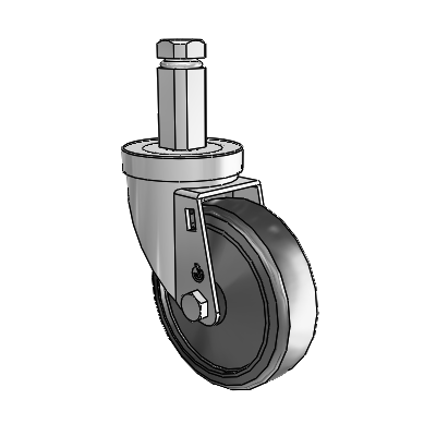 30 Series Square Stem Zinc Swivel Caster with 4 x 1.25 Cushion Rubber Wheel