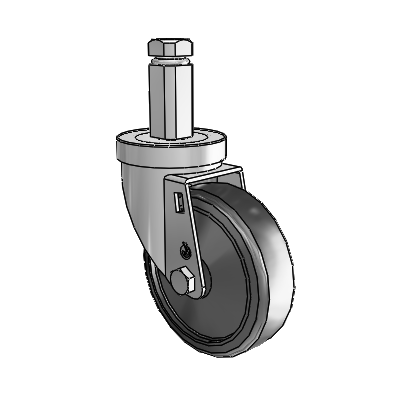 30 Series Square Stem Zinc Swivel Caster with 4 x 1.25 Cushion Rubber Wheel
