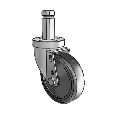 30 Series Square Stem Zinc Swivel Caster with 4 x 1.25 Hard Rubber Wheel