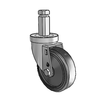 30 Series Square Stem Zinc Swivel Caster with 4 x 1.25 Hard Rubber Wheel