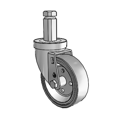 30 Series Square Stem Zinc Swivel Caster with 4 x 1.25 Welded Disc Rubber (Grey) Wheel