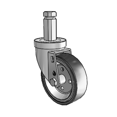 30 Series Square Stem Zinc Swivel Caster with 4 x 1.25 Welded Disc Polyurethane Wheel