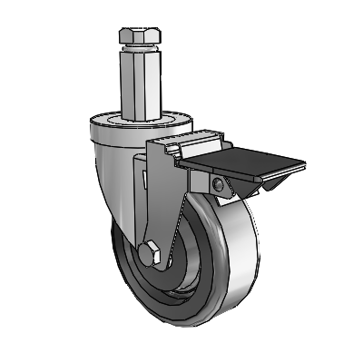 30 Series Square Stem Zinc Swivel Caster with 4 x 1.5 Phenolic Wheel and PosiLoc Brake