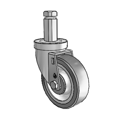 30 Series Square Stem Zinc Swivel Caster with 4 x 1.25 Advantage TPR (Flat) Wheel