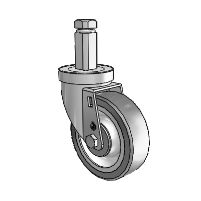 30 Series Square Stem Zinc Swivel Caster with 4 x 1.25 Advantage TPR (Flat) Wheel