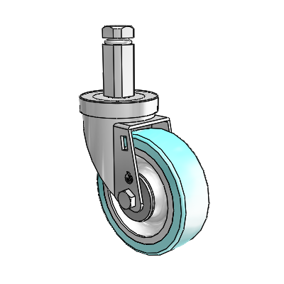 30 Series Square Stem Zinc Swivel Caster with 4 x 1.25 Advantage Health Wheel