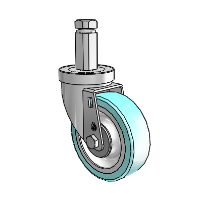 30 Series Square Stem Zinc Swivel Caster with 4 x 1.25 Advantage Health Wheel