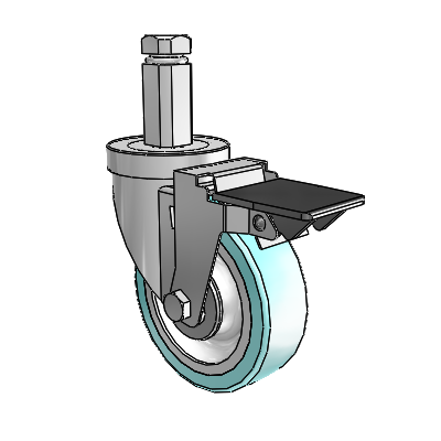 30 Series Square Stem Zinc Swivel Caster with 4 x 1.25 Advantage Health Wheel and PosiLoc Brake