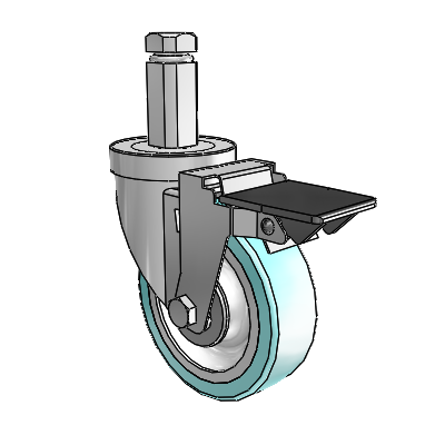 30 Series Square Stem Zinc Swivel Caster with 4 x 1.25 Advantage Health Wheel and PosiLoc Brake