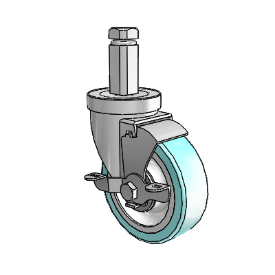 30 Series Square Stem Zinc Swivel Caster with 4 x 1.25 Advantage Health Wheel and VertiLoc Brake