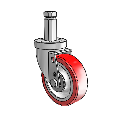 30 Series Square Stem Zinc Swivel Caster with 4 x 1.25 Advantage Heat (Flat) Wheel