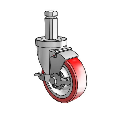 30 Series Square Stem Zinc Swivel Caster with 4 x 1.25 Advantage Heat (Flat) Wheel and VertiLoc Brake