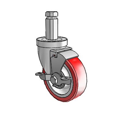 30 Series Square Stem Zinc Swivel Caster with 4 x 1.25 Advantage Heat (Flat) Wheel and VertiLoc Brake