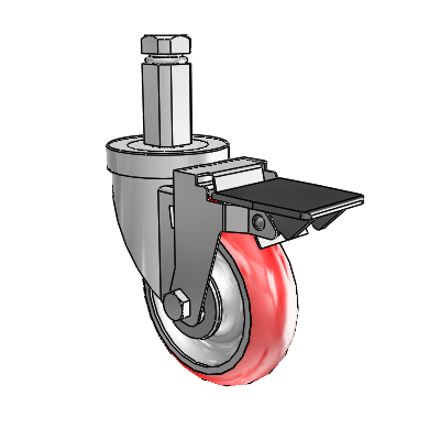 30 Series Square Stem Zinc Swivel Caster with 4 x 1.25 Advantage Heat (Round) Wheel and PosiLoc Brake