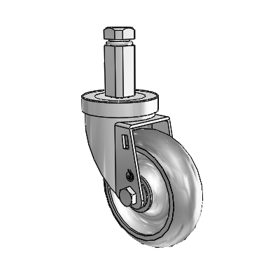 30 Series Square Stem Zinc Swivel Caster with 4 x 1.25 Advantage TPR (Round) Wheel