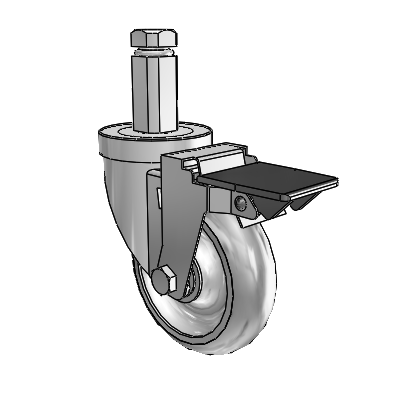 30 Series Square Stem Zinc Swivel Caster with 4 x 1.25 Advantage TPR (Round) Wheel and PosiLoc Brake