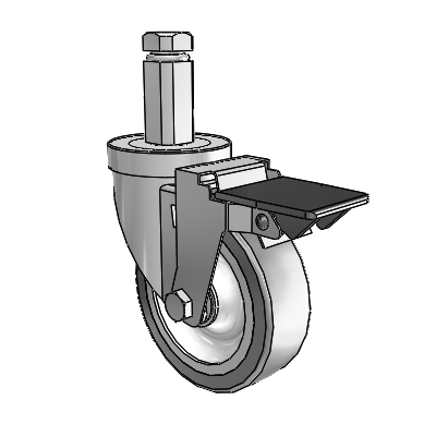 30 Series Square Stem Zinc Swivel Caster with 4 x 1.25 Advantage TPR (Flat) Wheel and PosiLoc Brake