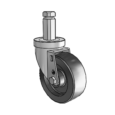 30 Series Square Stem Zinc Swivel Caster with 4 x 1.5 Hi-Temp Resin Wheel