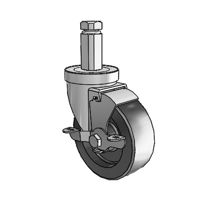 30 Series Square Stem Zinc Swivel Caster with 4 x 1.5 Hi-Temp Resin Wheel and VertiLoc Brake