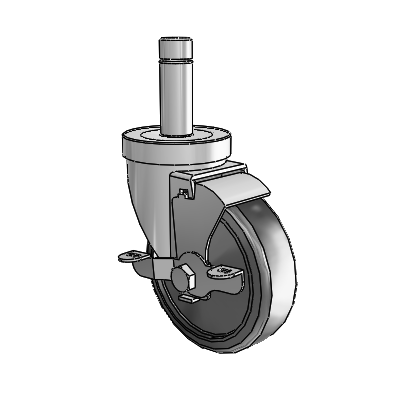 30 Series Grip Ring Zinc Swivel Caster with 4 x 1.25 Cushion Rubber Wheel and VertiLoc Brake