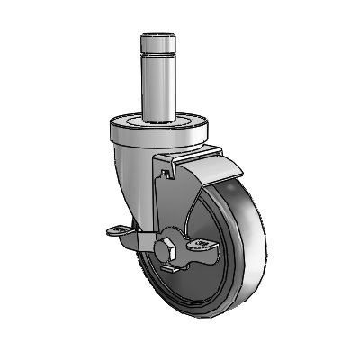 30 Series Grip Ring Zinc Swivel Caster with 4 x 1.25 Cushion Rubber Wheel and VertiLoc Brake