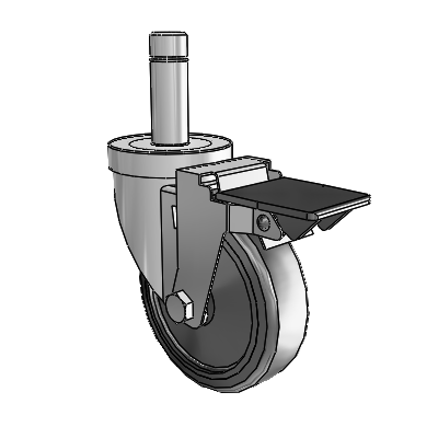 30 Series Grip Ring Zinc Swivel Caster with 4 x 1.25 Hard Rubber Wheel and PosiLoc Brake