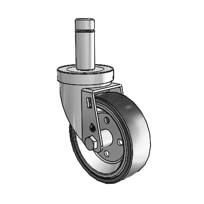 30 Series Grip Ring Zinc Swivel Caster with 4 x 1.25 Welded Disc Rubber (Black) Wheel