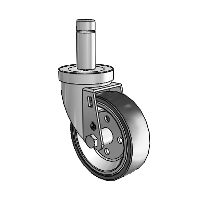 30 Series Grip Ring Zinc Swivel Caster with 4 x 1.25 Welded Disc Rubber (Black) Wheel