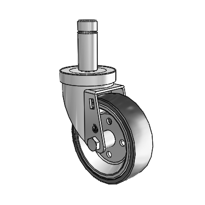 30 Series Grip Ring Zinc Swivel Caster with 4 x 1.25 Welded Disc Rubber (Black) Wheel