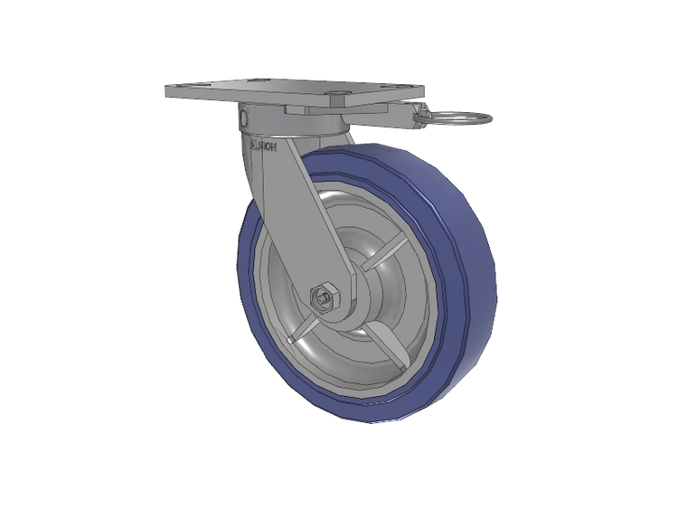 110 Series Kingpinless Top Plate Swivel Caster with 8 x 2 Blue HF - HydroTech (Flat) Wheel