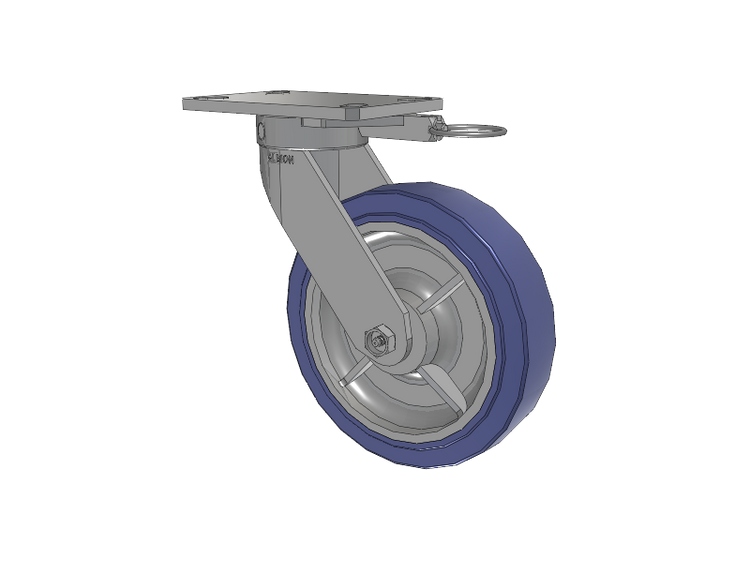 110 Series Kingpinless Top Plate Swivel Caster with 8 x 2 Blue HF - HydroTech (Flat) Wheel