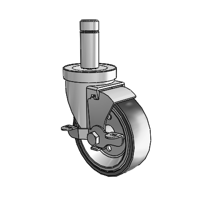 30 Series Grip Ring Zinc Swivel Caster with 4 x 1.25 Welded Disc Polyurethane Wheel and VertiLoc Brake
