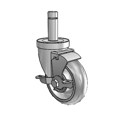 30 Series Grip Ring Zinc Swivel Caster with 4 x 1.25 Advantage TPR (Round) Wheel and VertiLoc Brake