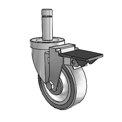30 Series Grip Ring Zinc Swivel Caster with 4 x 1.25 Advantage TPR (Flat) Wheel and PosiLoc Brake
