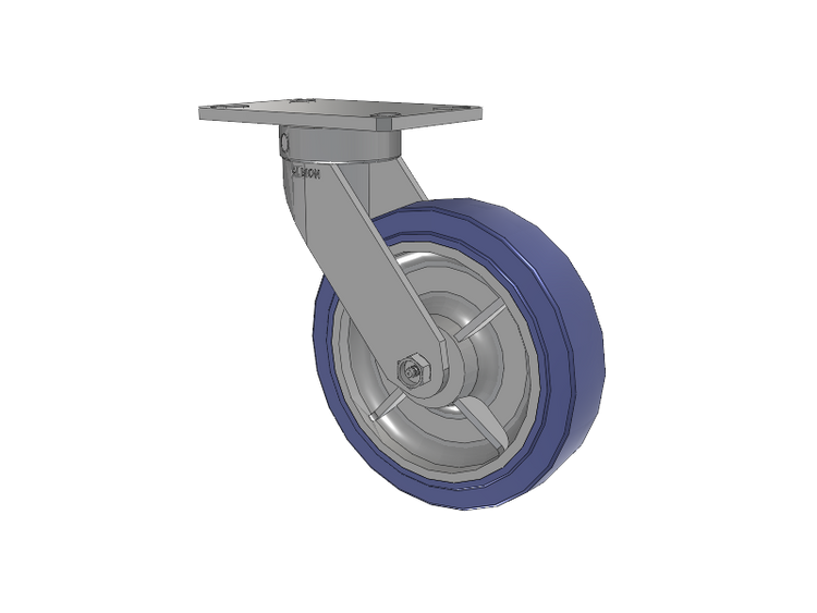 110 Series Kingpinless Top Plate Swivel Caster with 8 x 2 Blue HF - HydroTech (Flat) Wheel