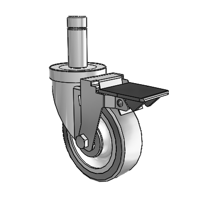 30 Series Grip Ring Zinc Swivel Caster with 4 x 1.25 Advantage TPR (Flat) Wheel and PosiLoc Brake