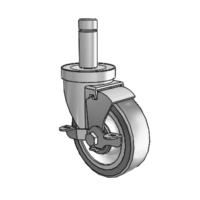 30 Series Grip Ring Zinc Swivel Caster with 4 x 1.25 Advantage TPR (Flat) Wheel and VertiLoc Brake