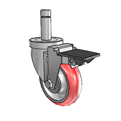 30 Series Grip Ring Zinc Swivel Caster with 4 x 1.25 Advantage Heat (Round) Wheel and PosiLoc Brake