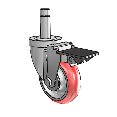 30 Series Grip Ring Zinc Swivel Caster with 4 x 1.25 Advantage Heat (Round) Wheel and PosiLoc Brake