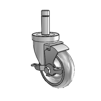 30 Series Grip Ring Zinc Swivel Caster with 4 x 1.25 Advantage TPR (Round) Wheel and VertiLoc Brake