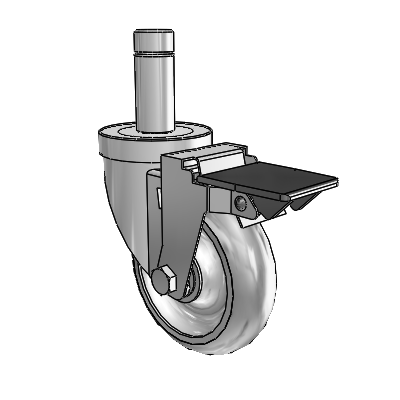 30 Series Grip Ring Zinc Swivel Caster with 4 x 1.25 Advantage TPR (Round) Wheel and PosiLoc Brake